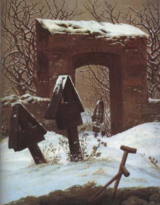 Caspar David Friedrich Cemetery in the Snow (mk10) oil painting picture